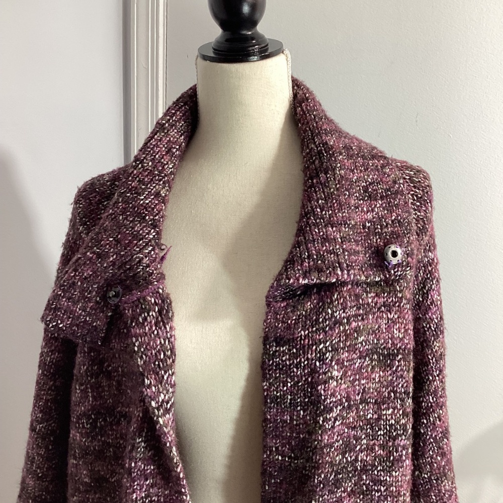 VTG TWEEDS WOMAN PLUS 2X SWEATER SHORT CARDIGAN PLUM SPECKLED - Picture 4 of 13